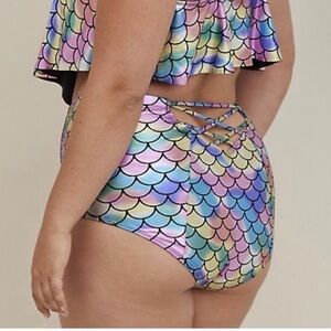 Torrid Mermaid Rainbow Strappy Back High Waisted Bikini Bottoms
